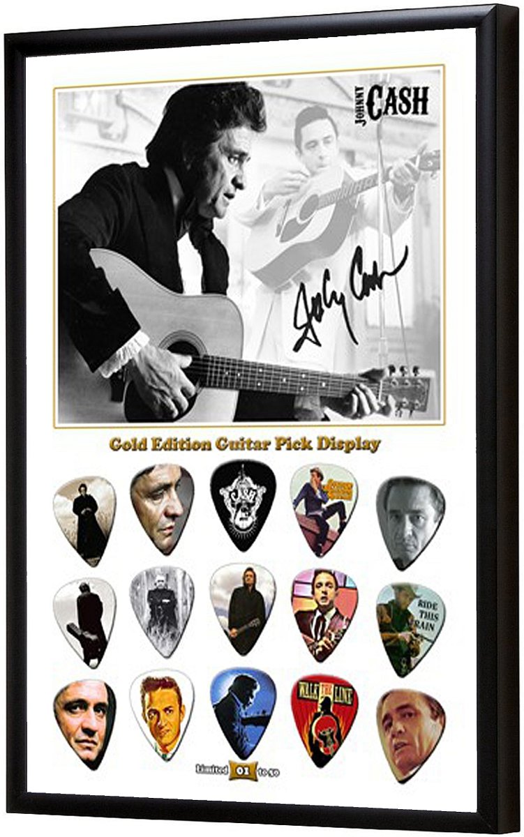 Plectrumdisplay Johnny Cash ingelijst